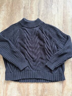 J. Crew Women's Cable-Knit Mock Neck Sweater - Charcoal